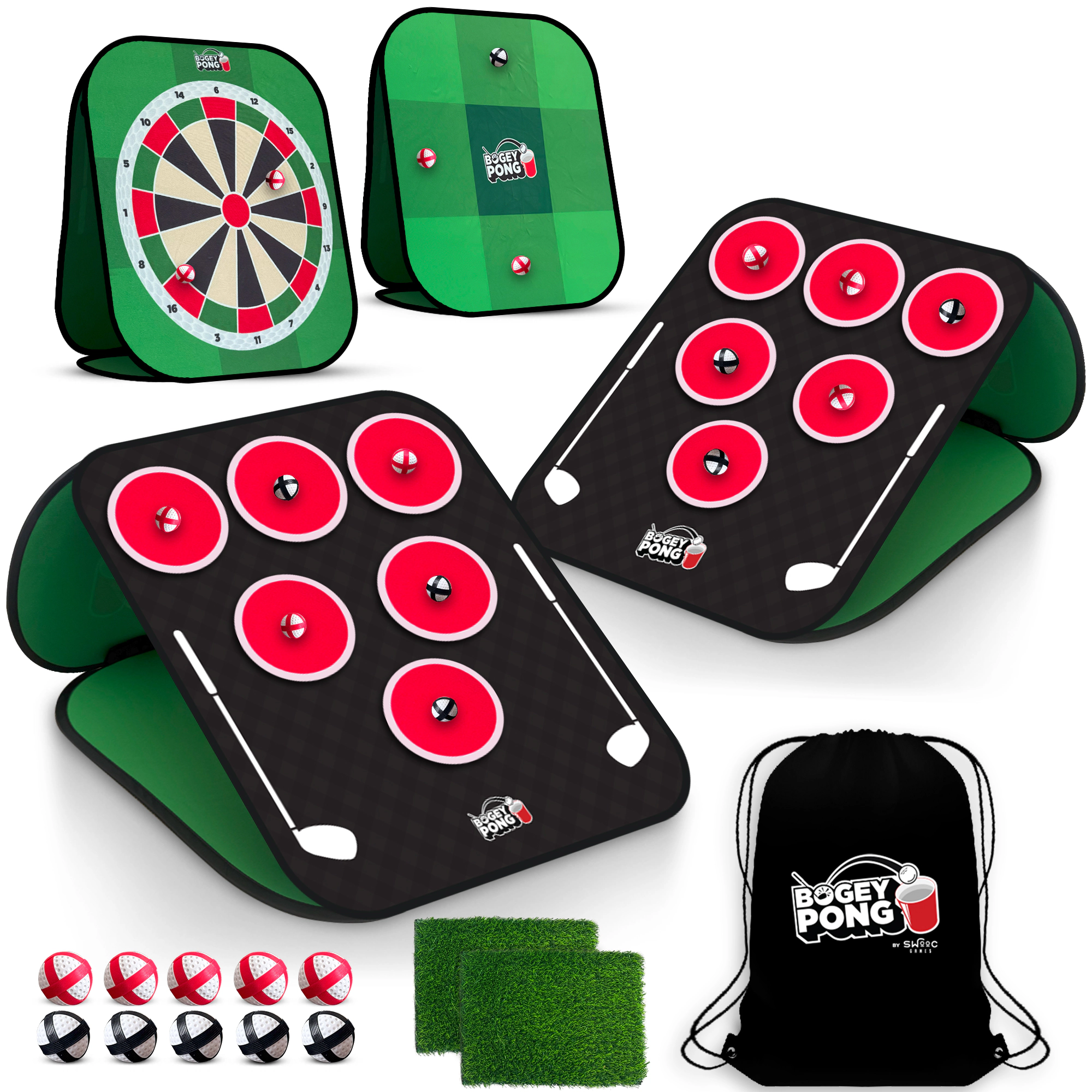 Swooc Games | Bogey Pong™ | 3-in-1 Backyard Pong Golf Game Set