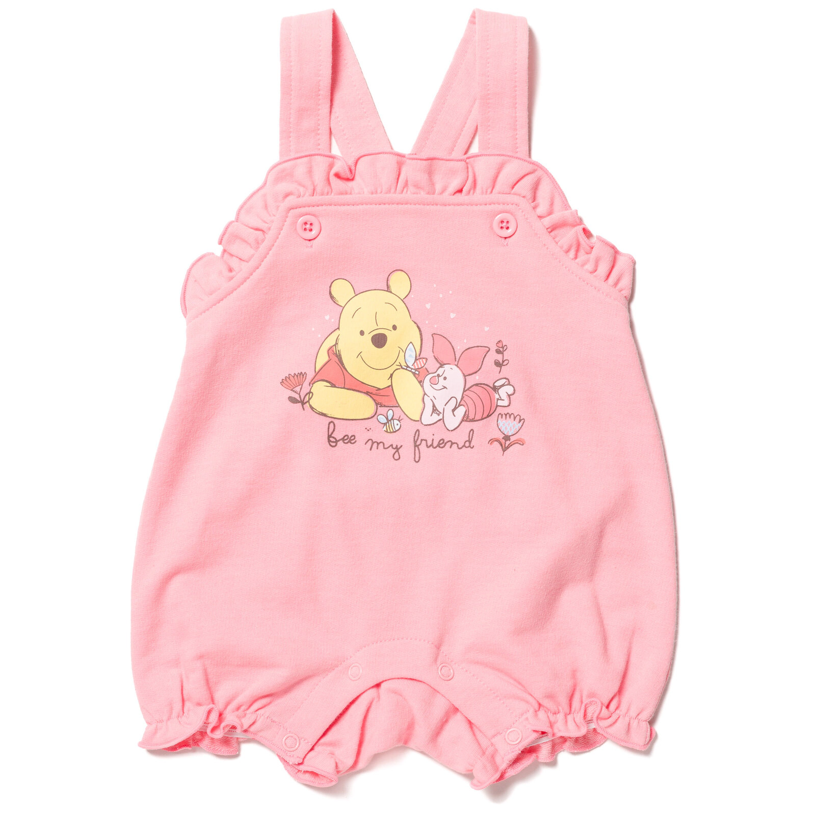 Disney Winnie the Pooh Baby Girls' 2-Piece Shortall and T-Shirt Set