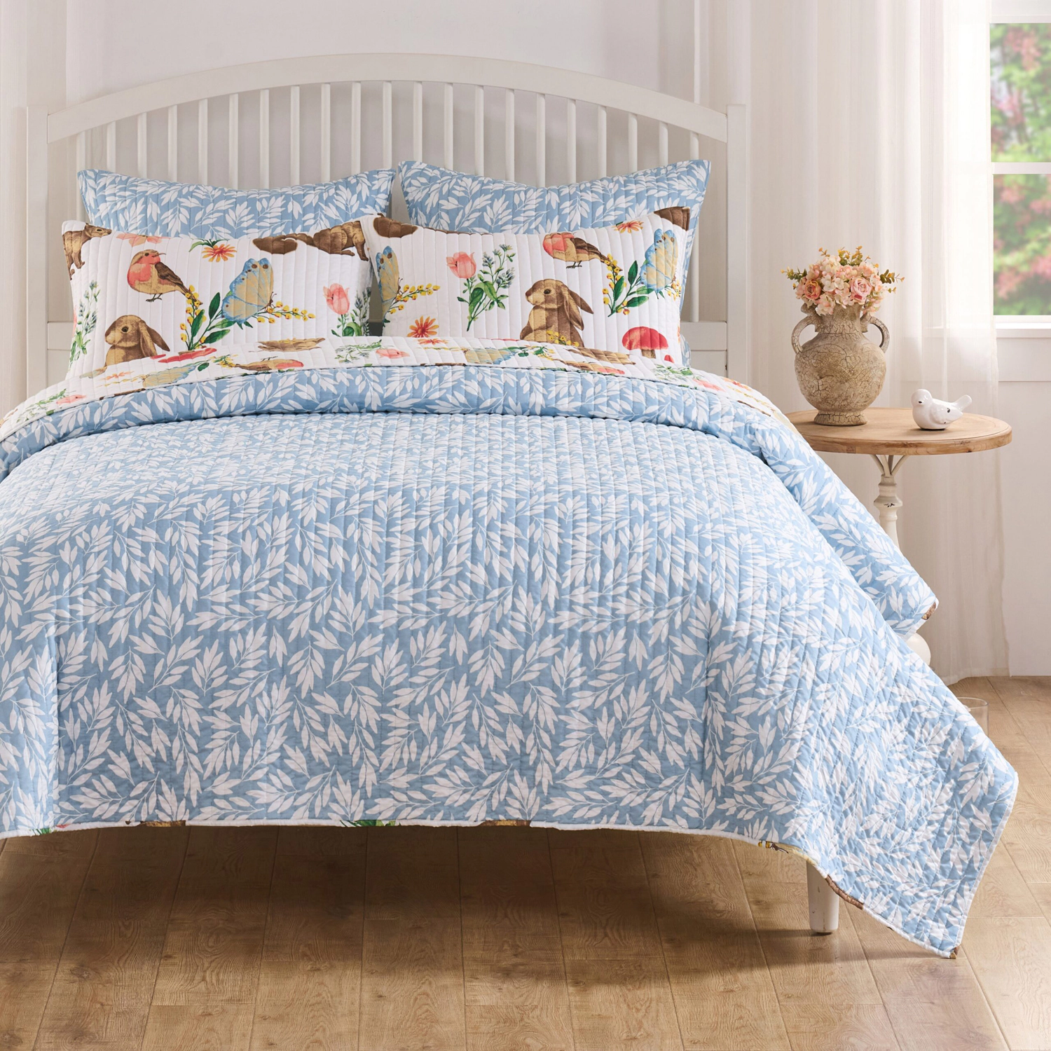 Greenland Home Fashions Willow Brushed Microfiber Reversible Lightweight Quilt Set 3 PC