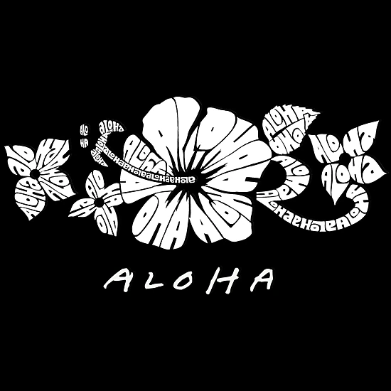 LA Pop Art Womens Word Art V-Neck T-Shirt - Aloha