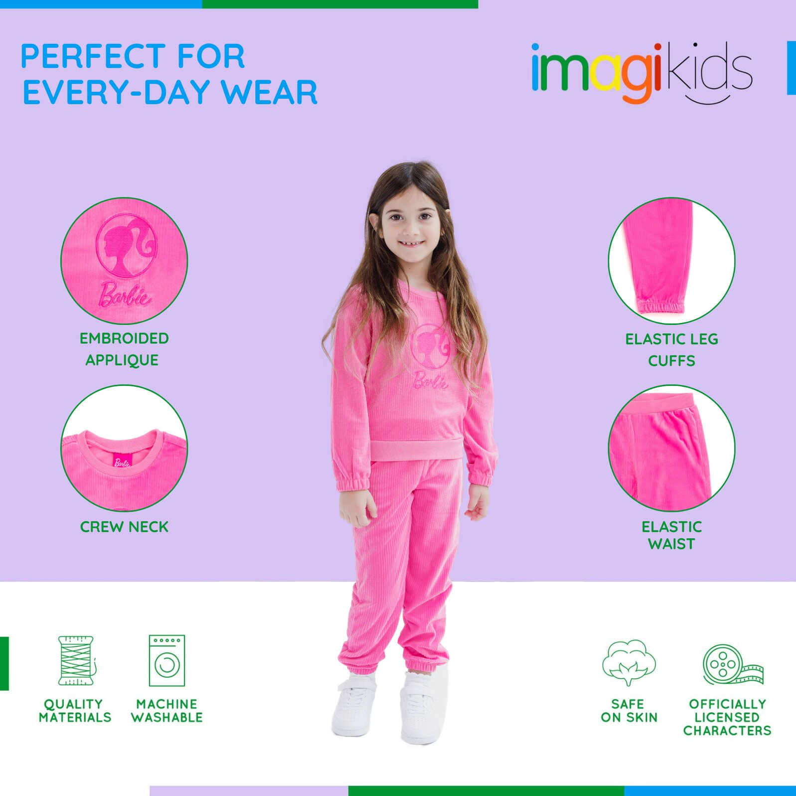 Barbie Girls' Velour 2-Piece Sweatshirt and Pants Set