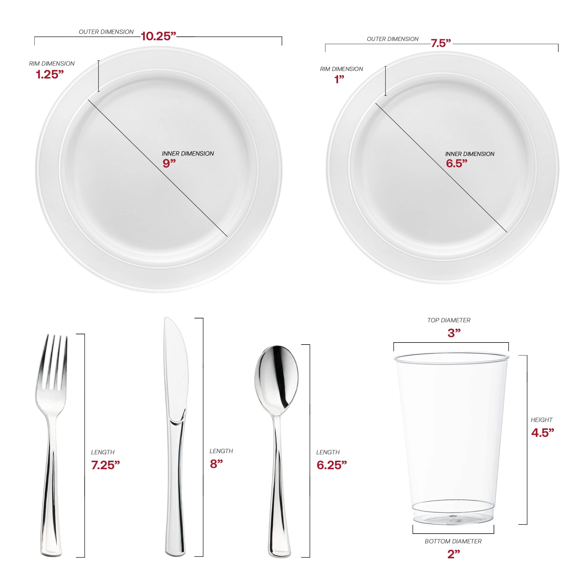 Smarty Had A Party White with Silver Edge Rim Plastic Wedding Value Set