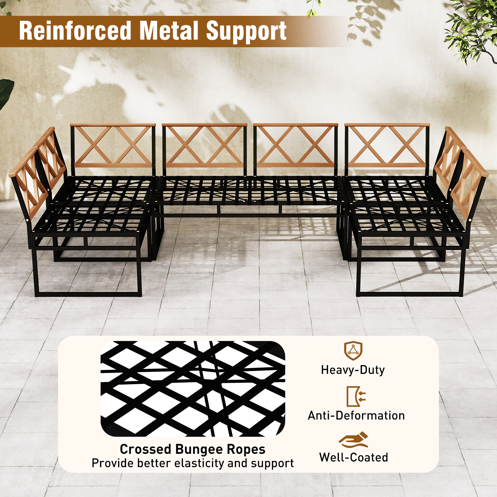 Hivvago 6 Piece Outdoor Sectional Sofa Set Metal Conversation Set with Cushions