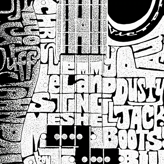 LA Pop Art Bass Guitar - Men's Word Art Hooded Sweatshirt