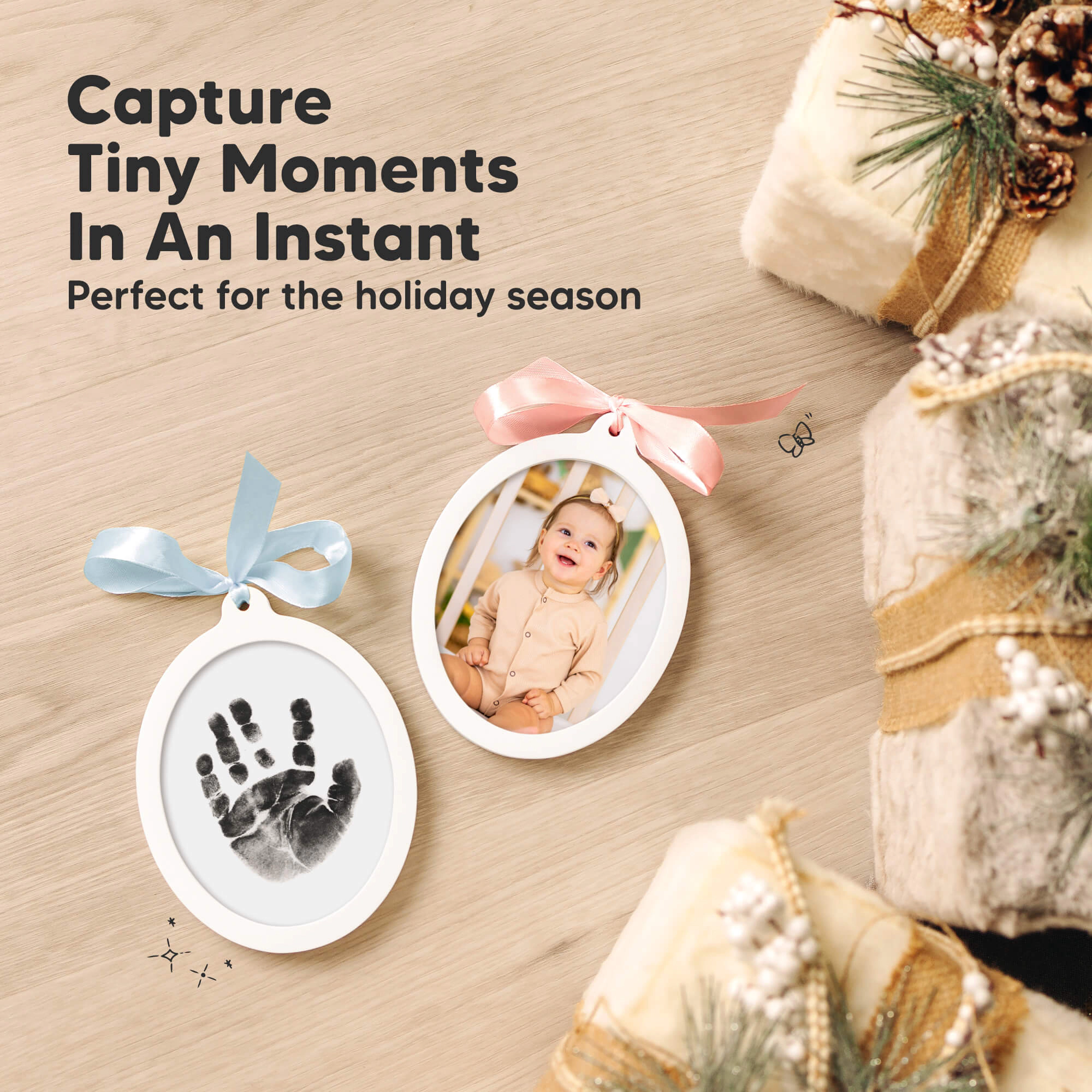 KeaBabies Bitsy Inkless Baby Print and Photo Ornaments