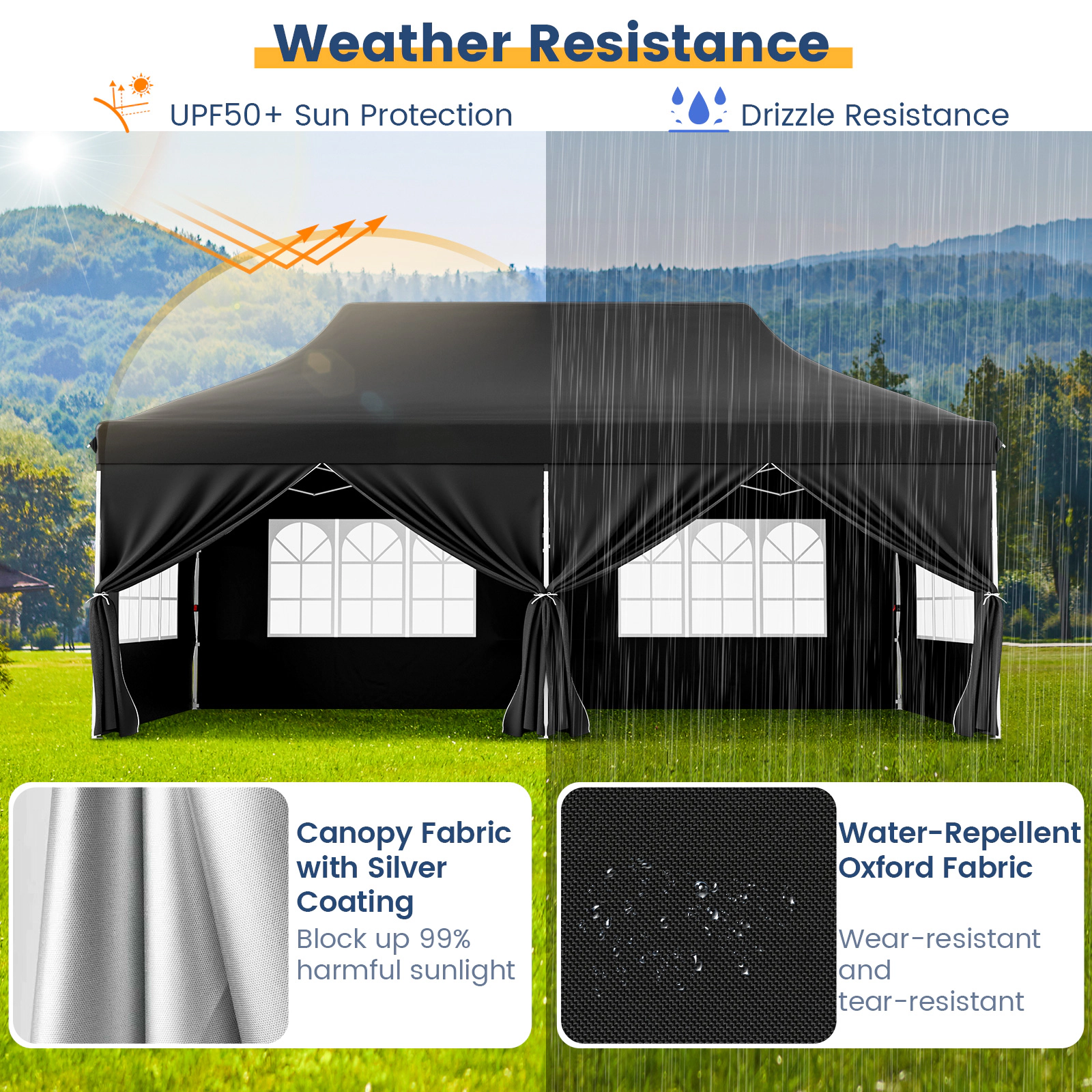 Hivvago Outdoor Canopy with Sidewalls, Windows & Carrying Bag