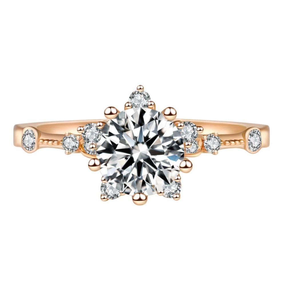 Wardrobe Whimsy Vintage Snowflake Round Cubic Zirconia Engagement Ring