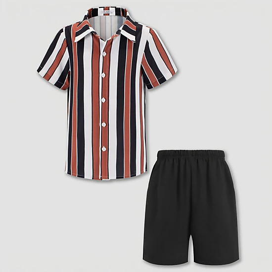 Arshiner Boys Hawaiian Shorts Sets Button Down Shirt And Shorts Summer Beach Clothes