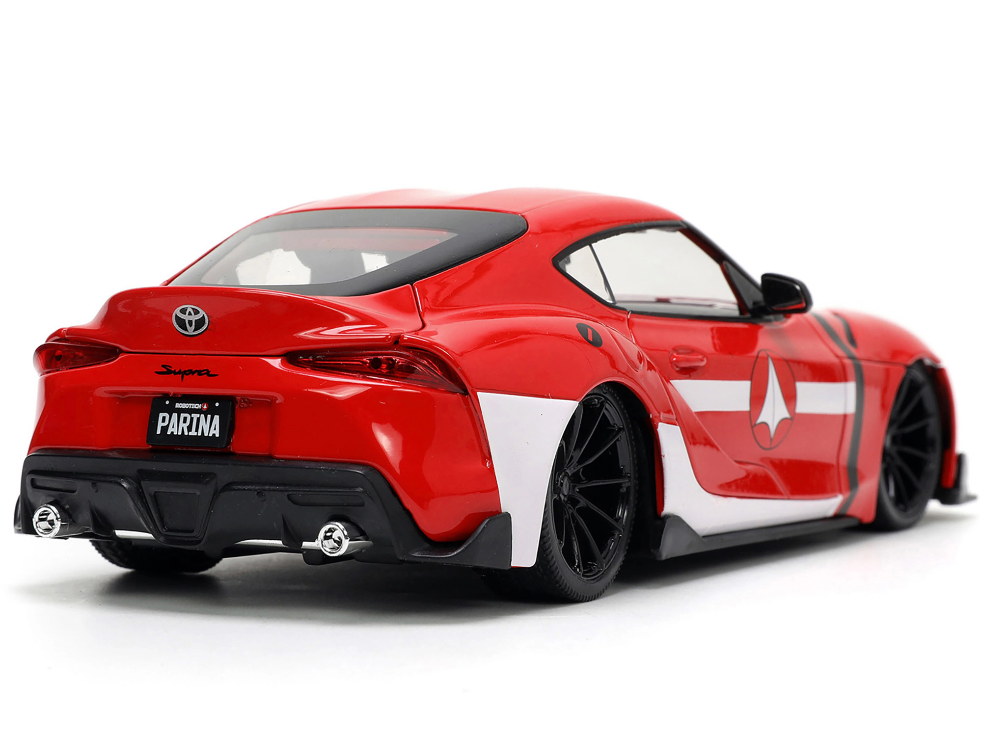 Jada 2020 Toyota Supra Red with Graphics and Miriya Sterling Diecast Figurine "Robotech" "Hollywood Rides"