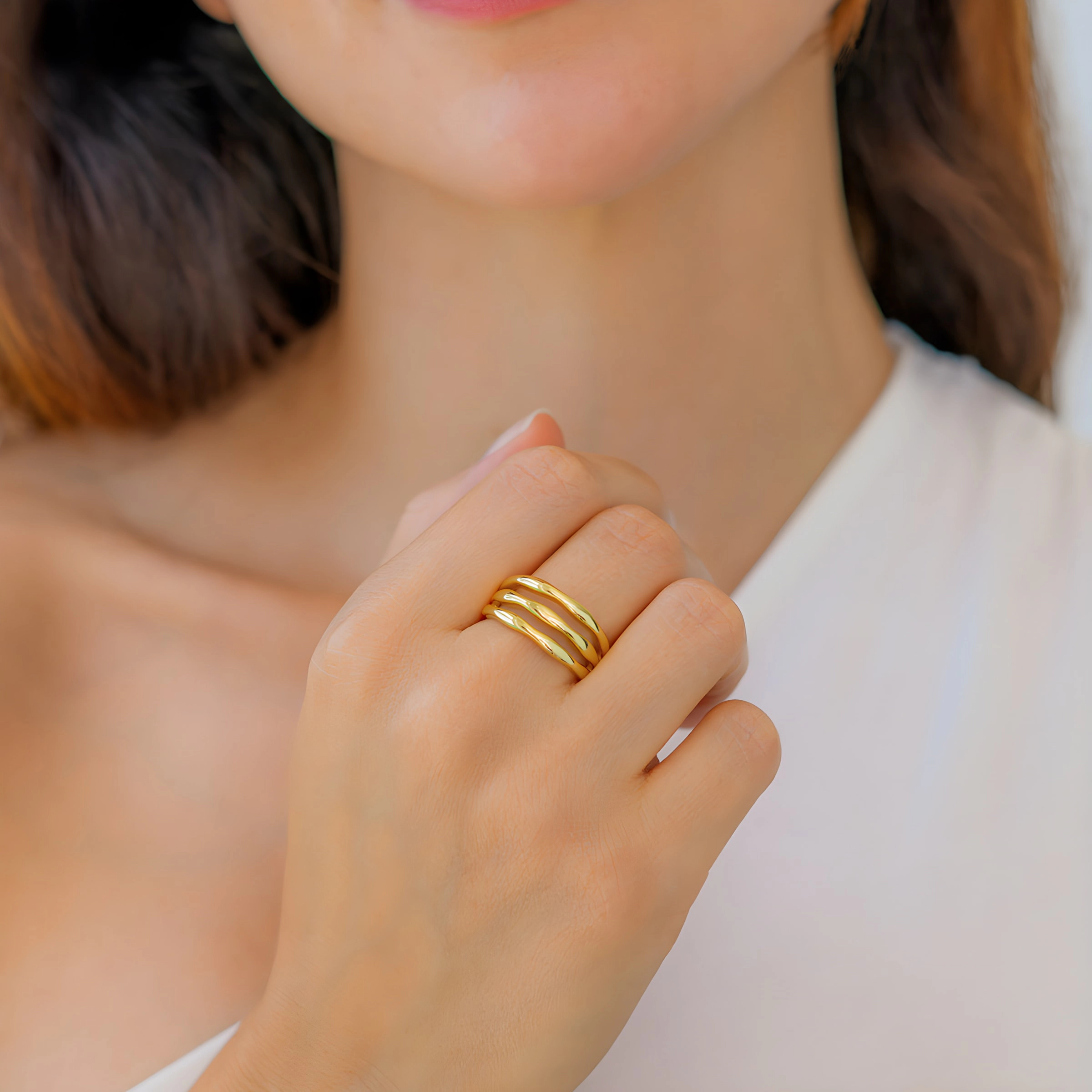 Mint & Lily Women's Sculptural Triple Band Ring