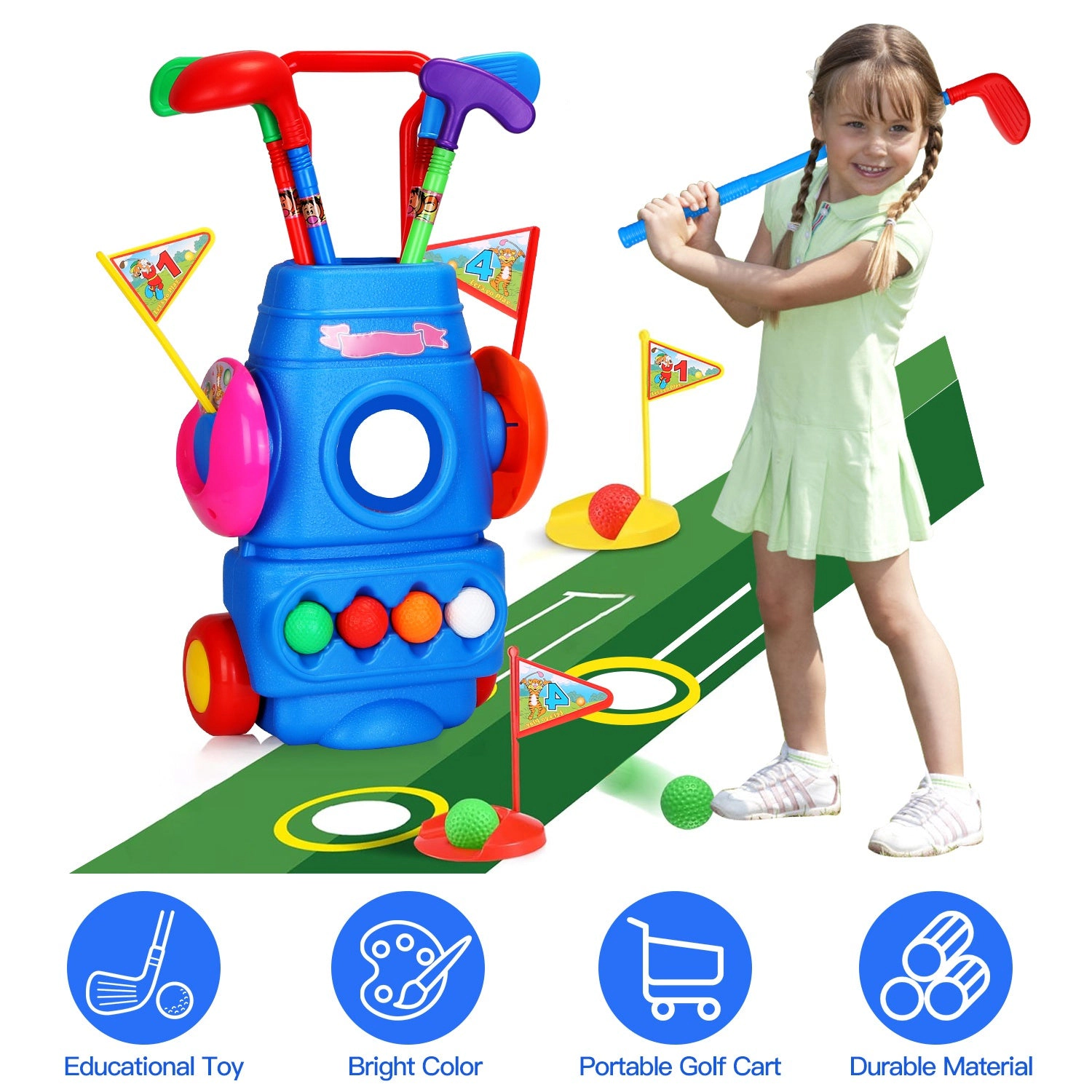IMounTEK Unisex Toddler Golf Set With Cart