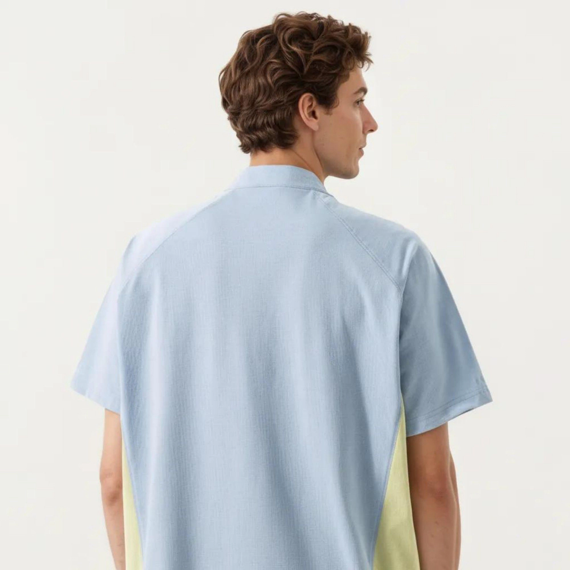 Alilang Men's Short Sleeve Athletic T-Shirt with Half-Zip Mock Neck Contrast Panels Breathable Lightweight Top