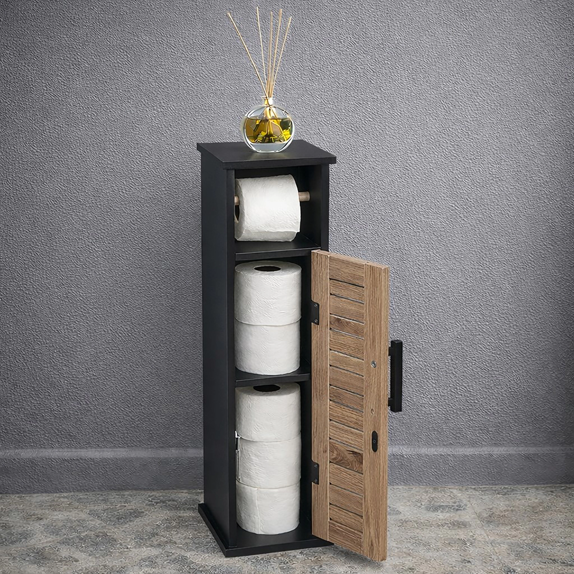 Evideco French Home Goods Slim Freestanding Toilet Cabinet - 6-Roll Dispenser