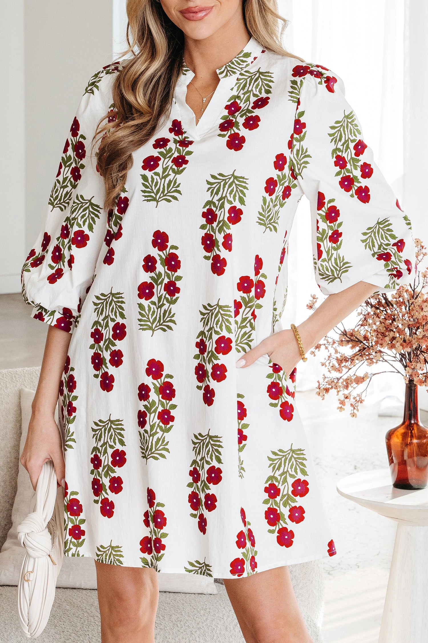 Threaded Pear Women's Catalina Sleeve Loose Mini Dress