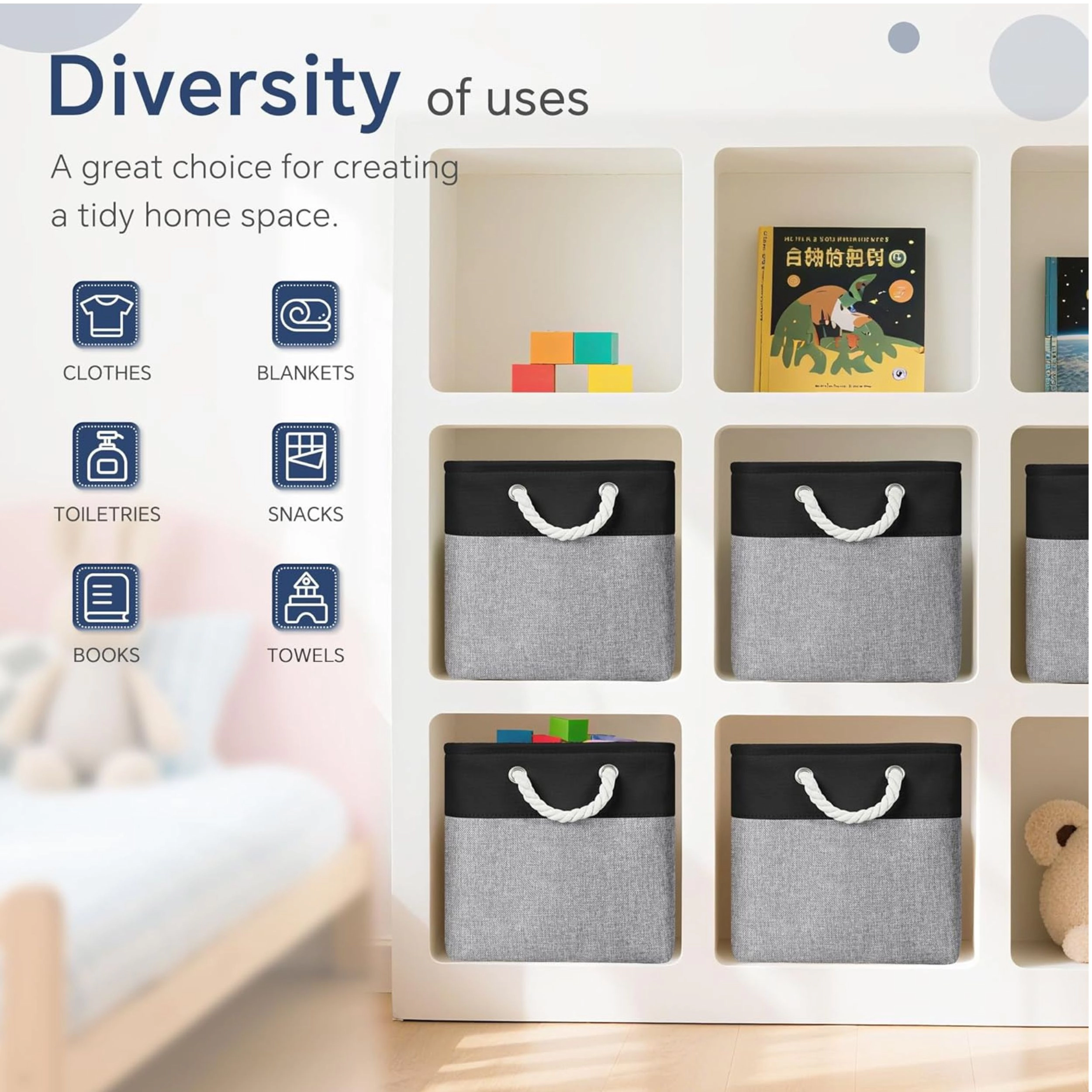 Stock Preferred Pack of 6 11 Inch Cube Storage Bins with Handles Foldable Fabric Organizer