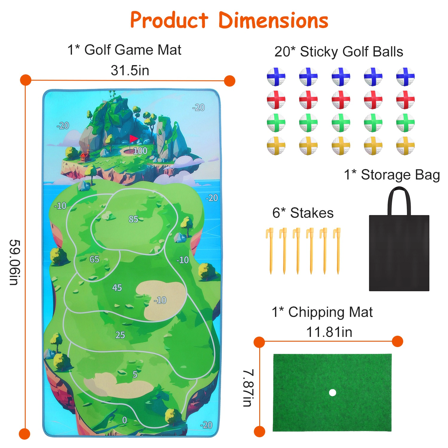 GBruno Indoor Outdoor Golf Practice Mat Game Set