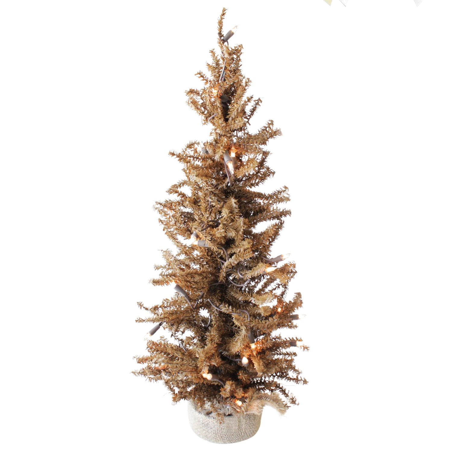 Elegani Pre-Lit Tabletop Christmas Tree with Burlap Base - 8 Inch, Warm White LED