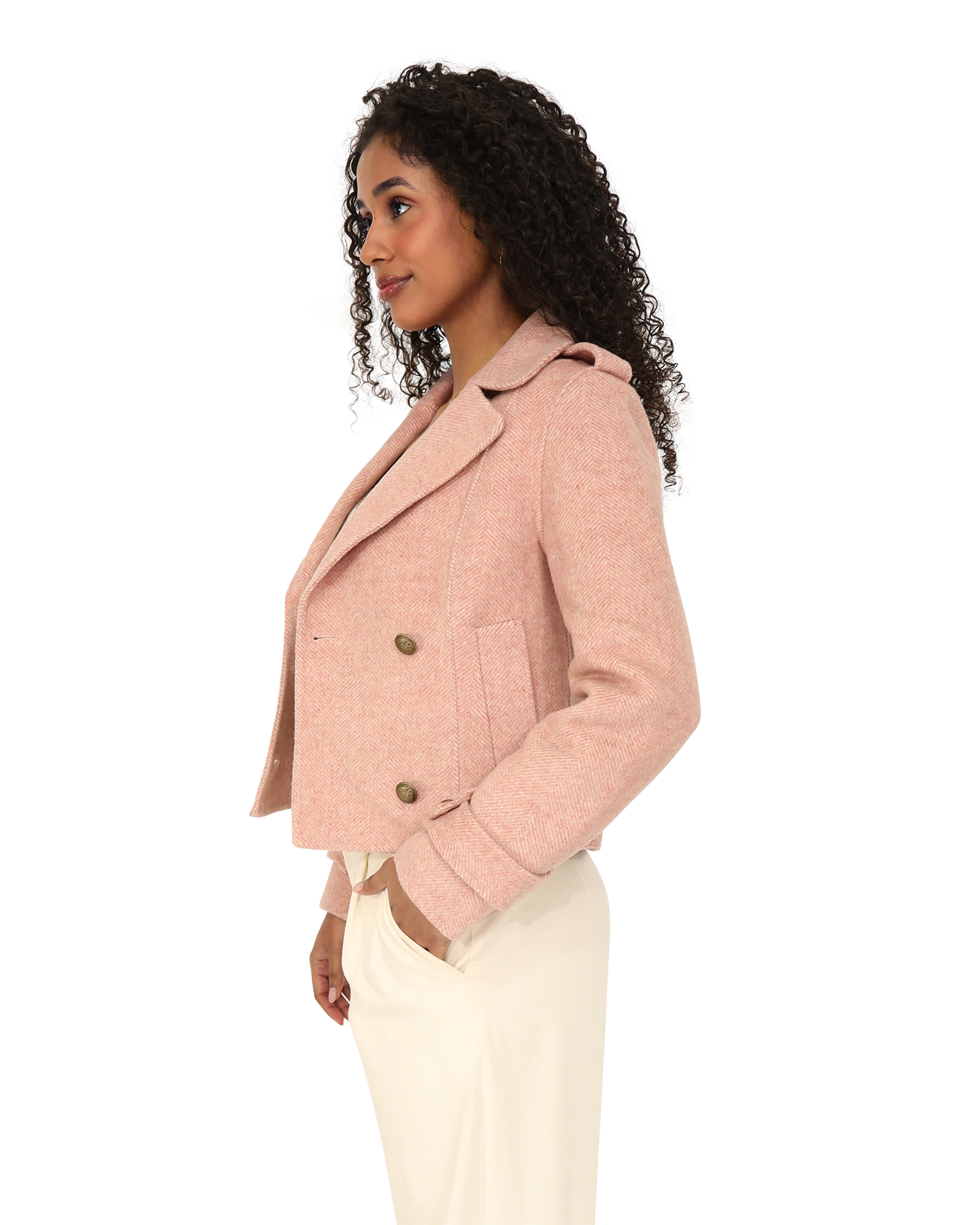 Belle & Bloom Womens Better Off Wool Blend Military Peacoat