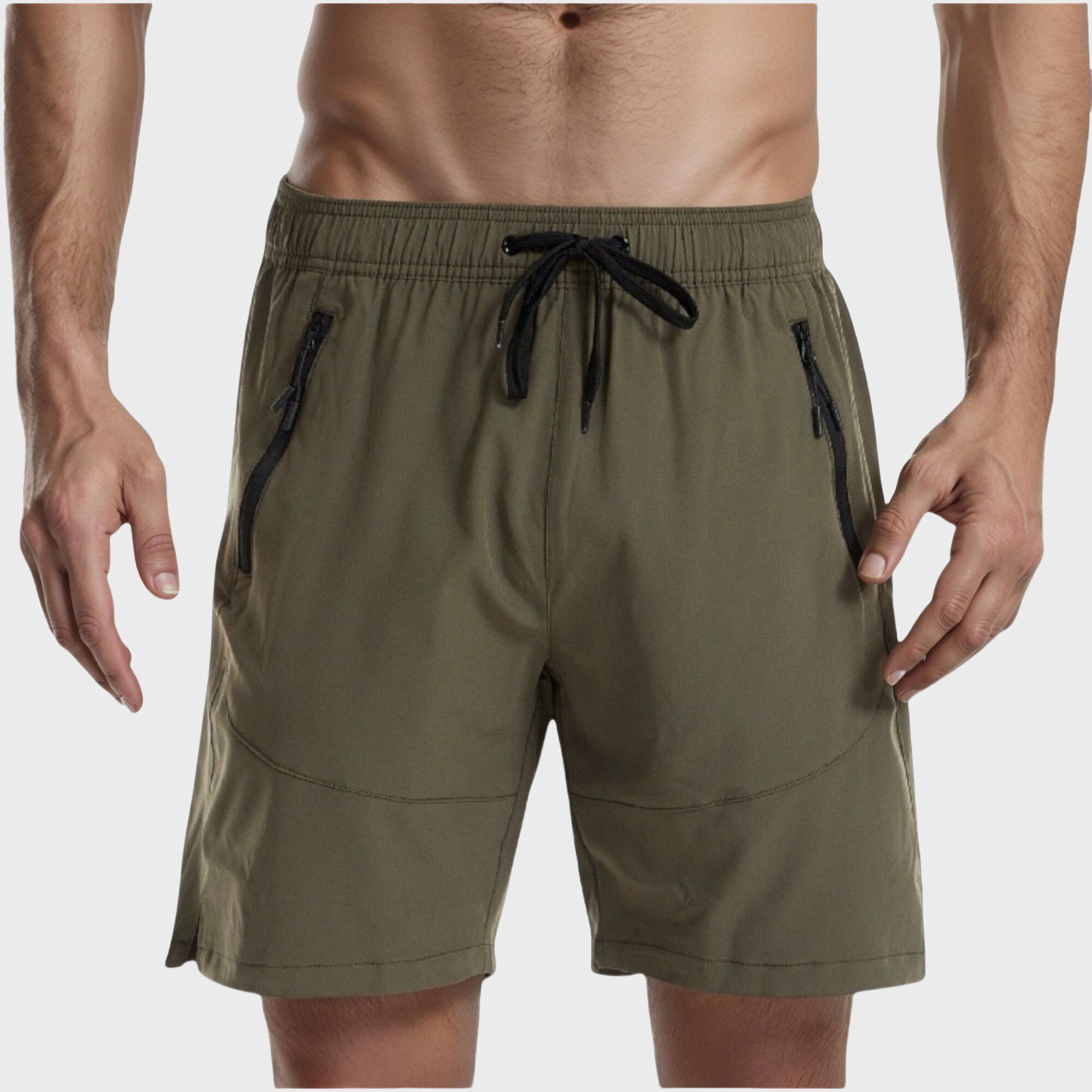 Anna-Kaci Men's Swim Trunks with Zipper Pockets and Adjustable Drawstring Waistband