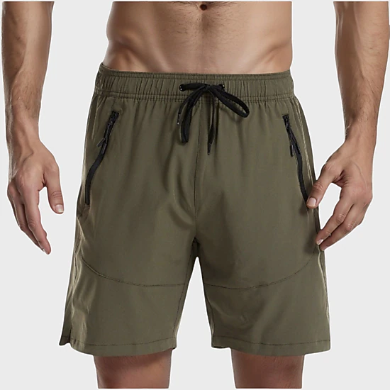 Anna-Kaci Men's Swim Trunks with Zipper Pockets and Adjustable Drawstring Waistband