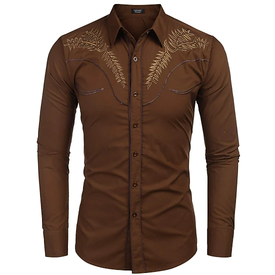 COOFANDY Men's Slim Fit Long Sleeve Western Shirt