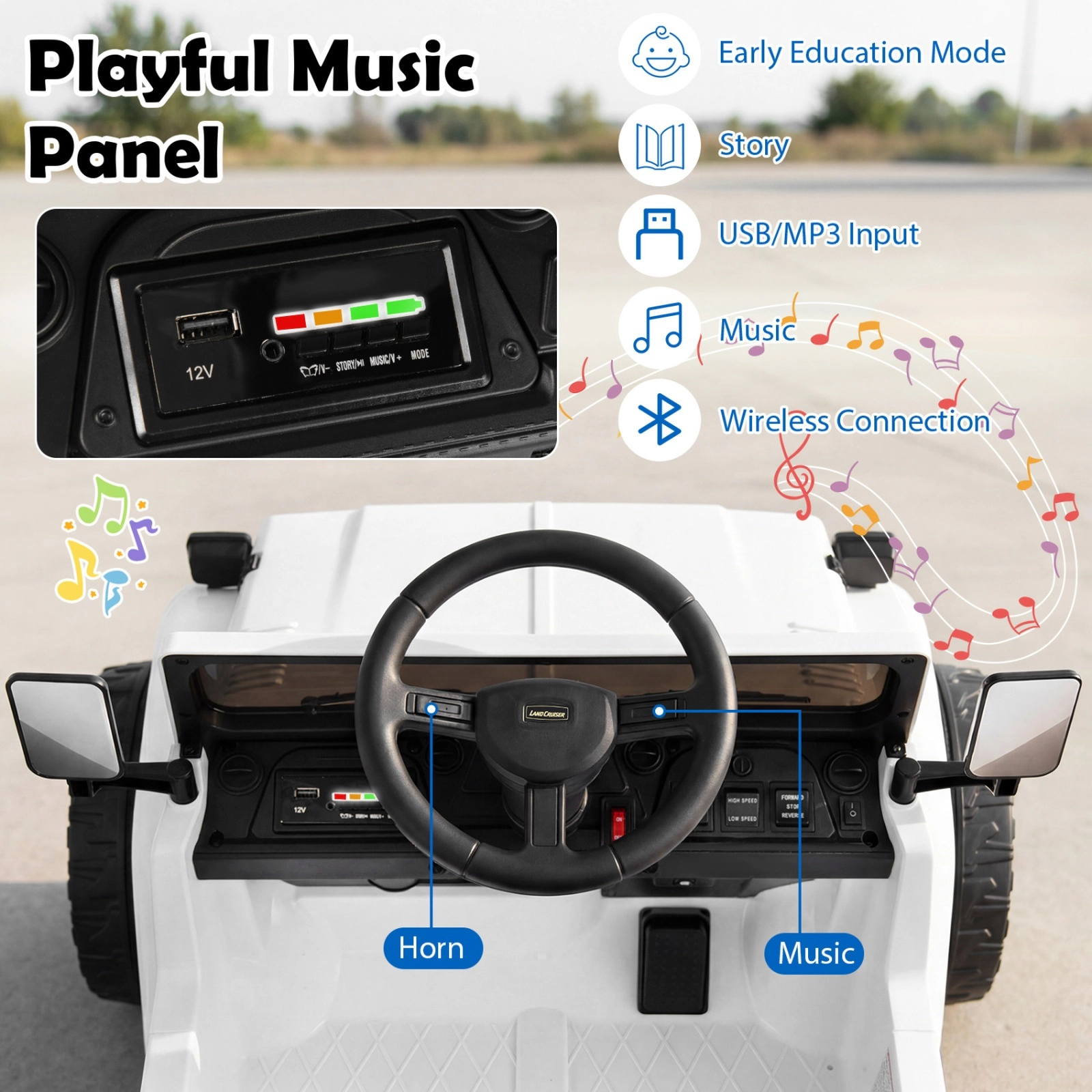 12V Kids Ride On Truck Electric Dump Bed Parent Remote 2-Speed Battery Powered Electric Car LED Lights Ages 3-6 White