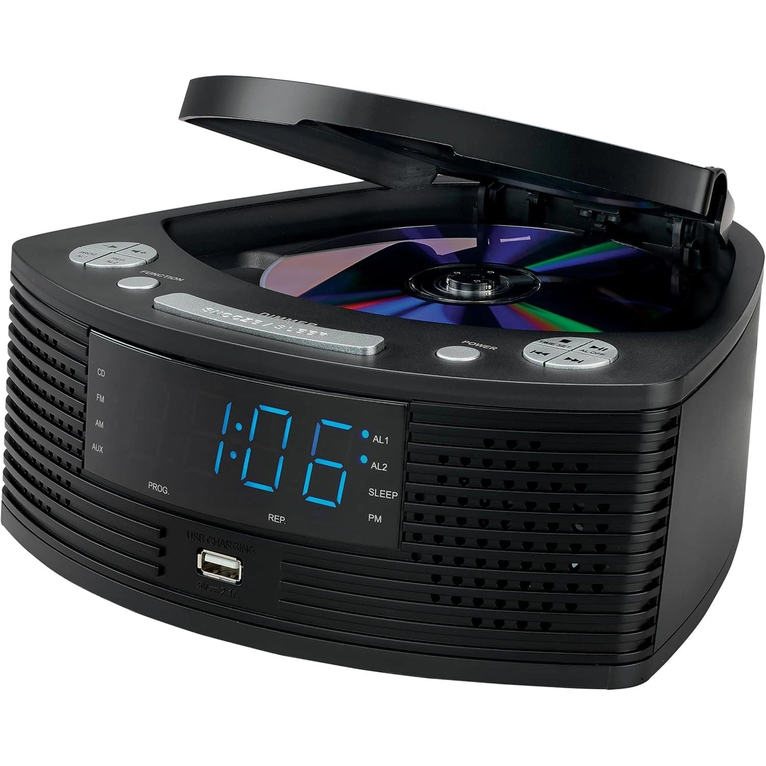 Jensen AM/FM Dual Alarm Clock Radio with Bluetooth & USB Charging JCR-390T2