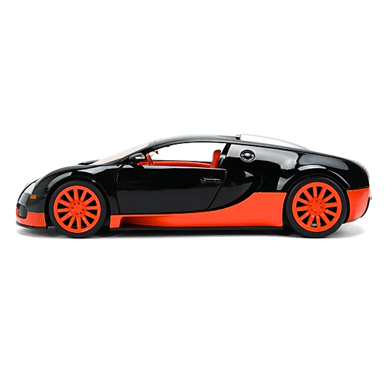Jada Collectible 2011 Bugatti Veyron Black With Orange Accents And Interior "Hyper-Spec" Series 1/24 Diecast Model