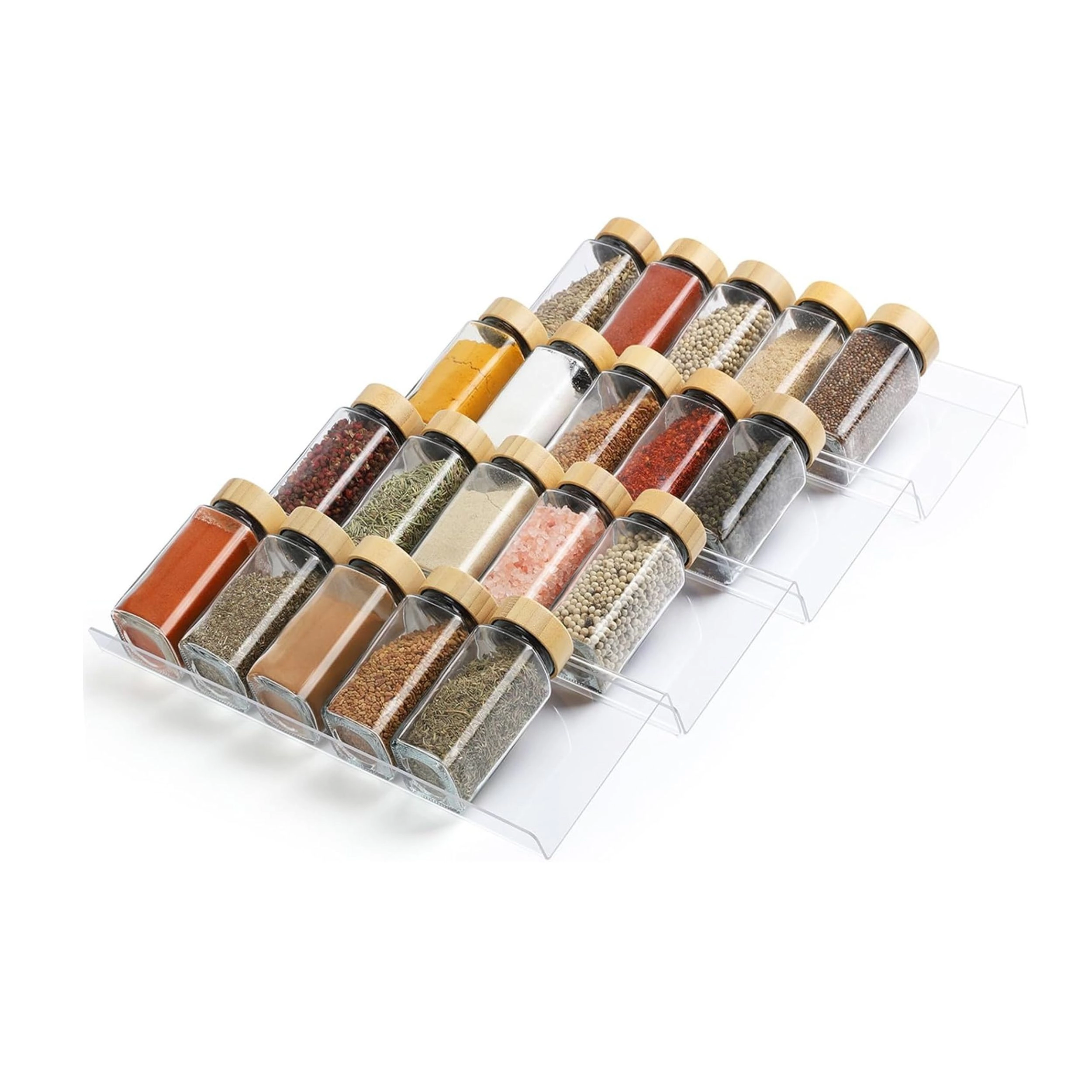 Stock Preferred Expandable 4 Tier Acrylic Spice Drawer Organizer Rack Clear Seasoning Tray