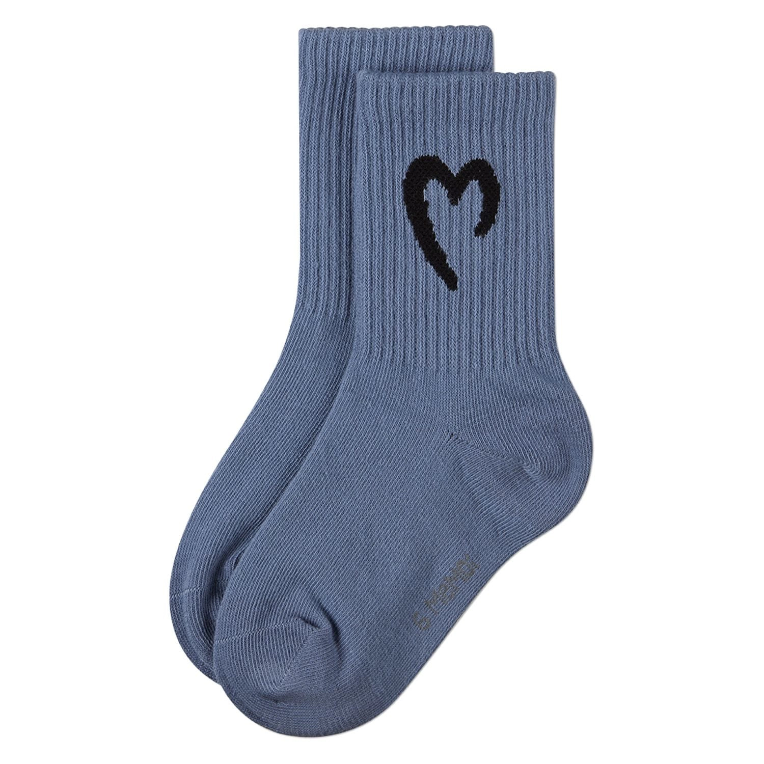 MeMoi Girls Ribbed Pointelle Cotton-Rich Crew Sock with Open Heart Graphic