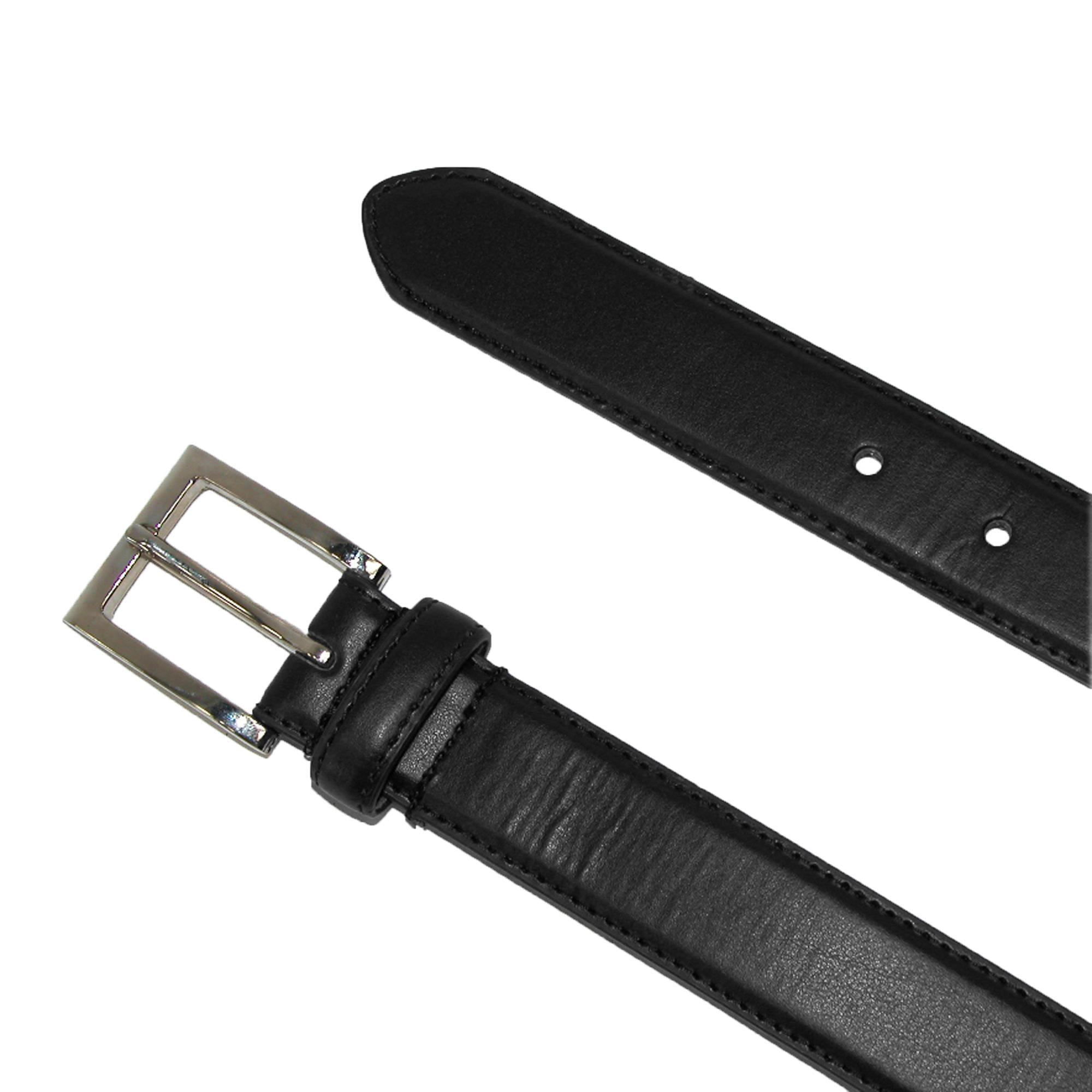 CTM Men's Leather Basic Dress Belt with Silver Buckle (Pack of 2 Colors)
