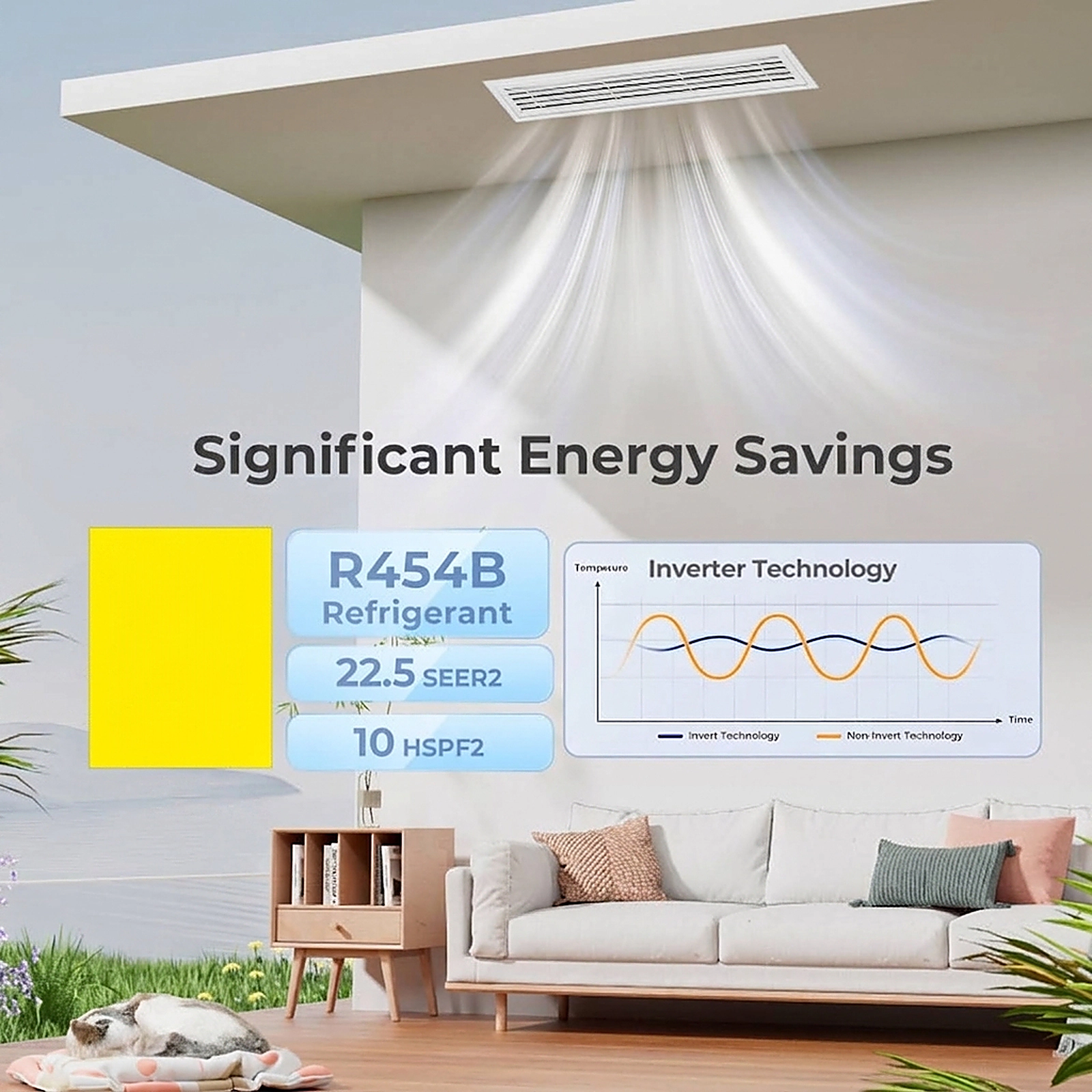SUGIFT 35000-BTU 2-Zone 22.5-SEER2 208-230V R454B Concealed Ducted Mini Split Air Conditioner with Heat Pump
