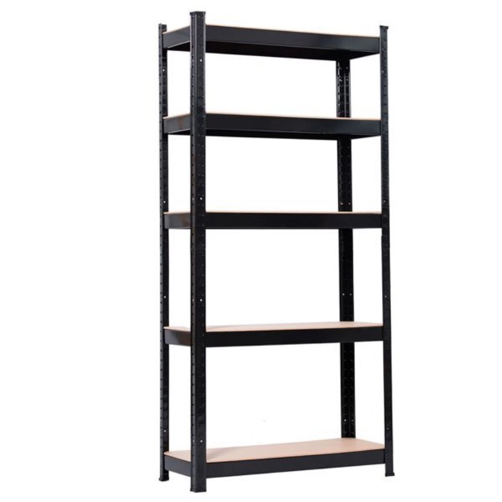 Flynama 5 Tier Heavy Duty Metal Shelving Rack Unit Garage Storage Shelf Black UK Easy Assembly