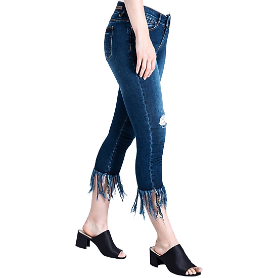 Standards & Practices Women's Cropped Ankle Jeans Undone Raw Hem