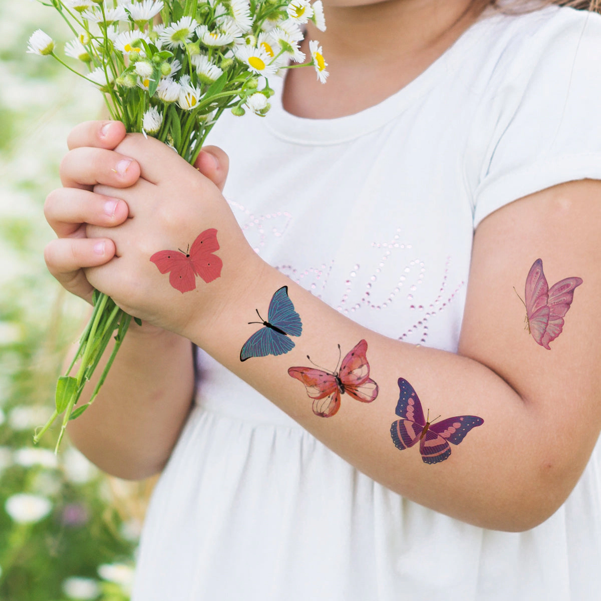 Wrapables Waterproof Temporary Tattoos for Children, 20 sheets Butterflies & Fairies