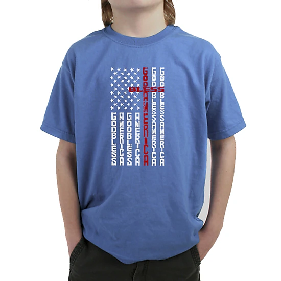 LA Pop Art Boy's Word Art T-Shirt - Cross Flag