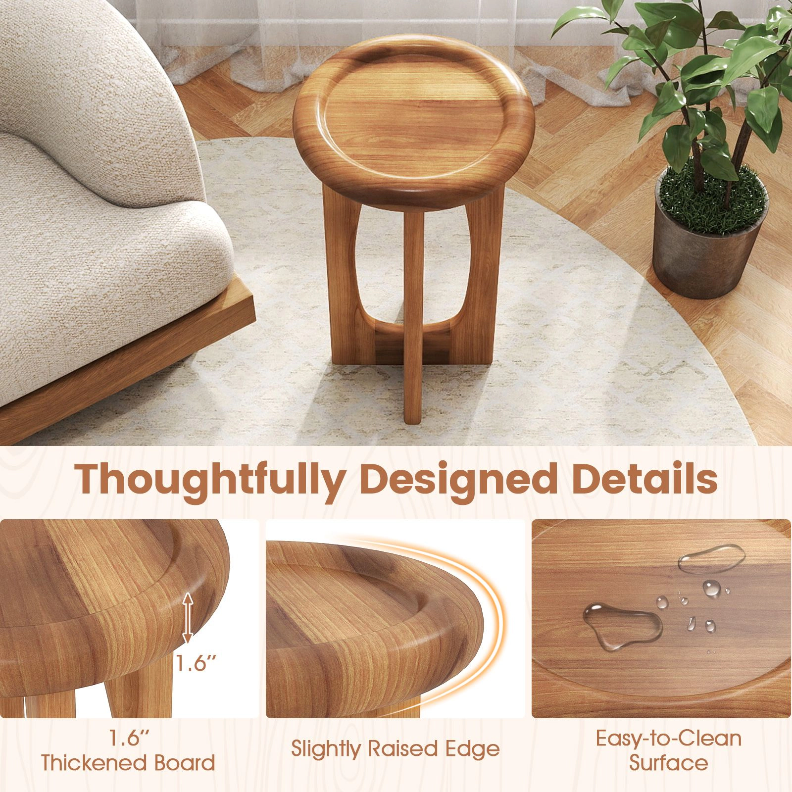 SlickBlue Outdoor Mahogany Side Table with 110 lb Weight Capacity