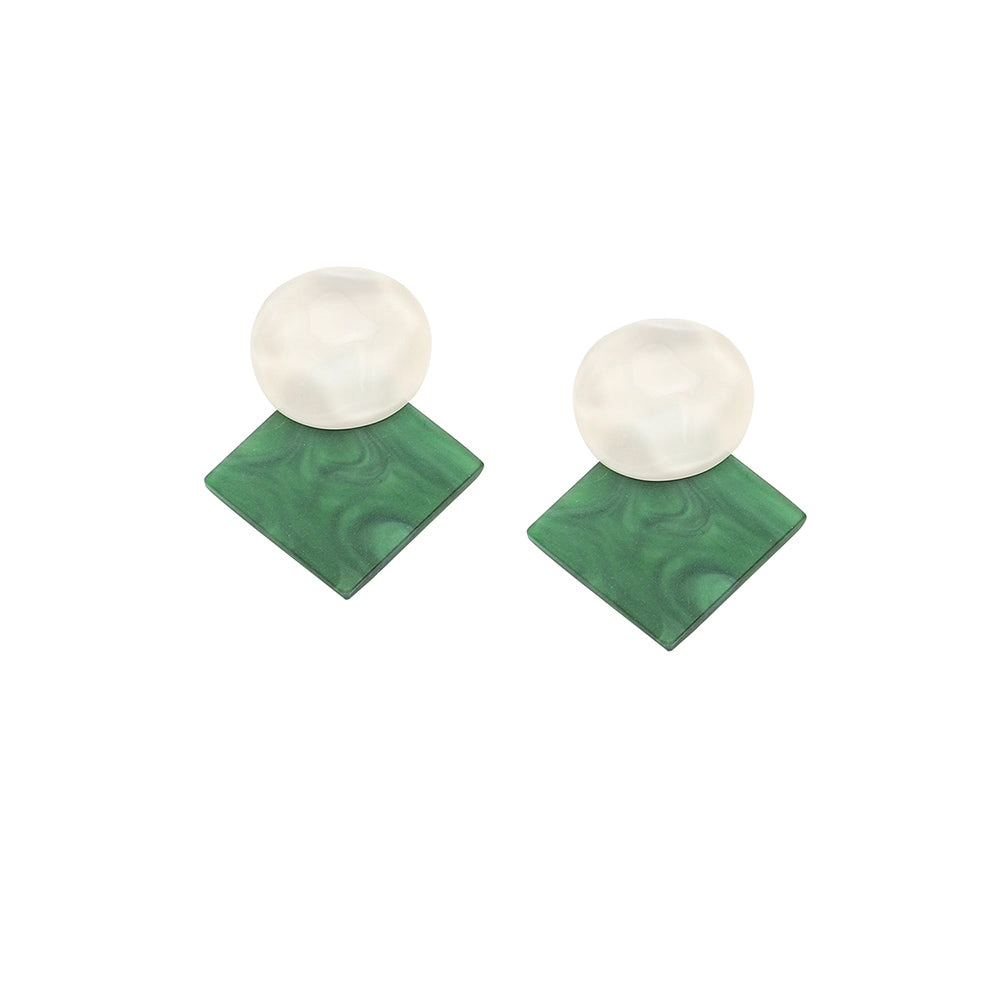 SOHI Women's Green Acrylic Geometric Drop Earrings