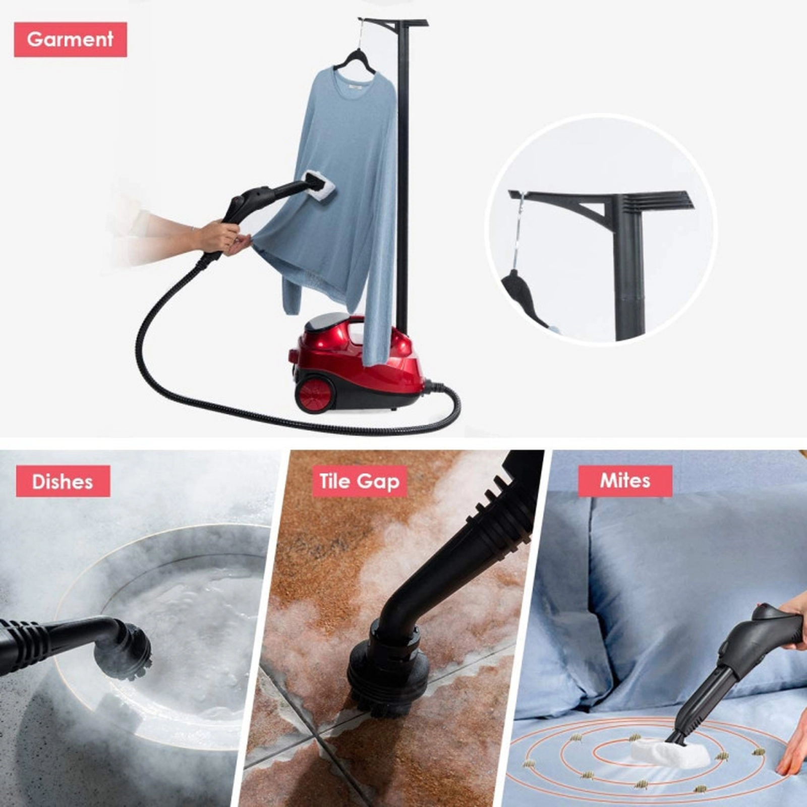 SUGIFT 2000W 4-Bar Multi-Purpose Steam Cleaner Mop with Detachable Handheld Unit and 1.5-L Tank