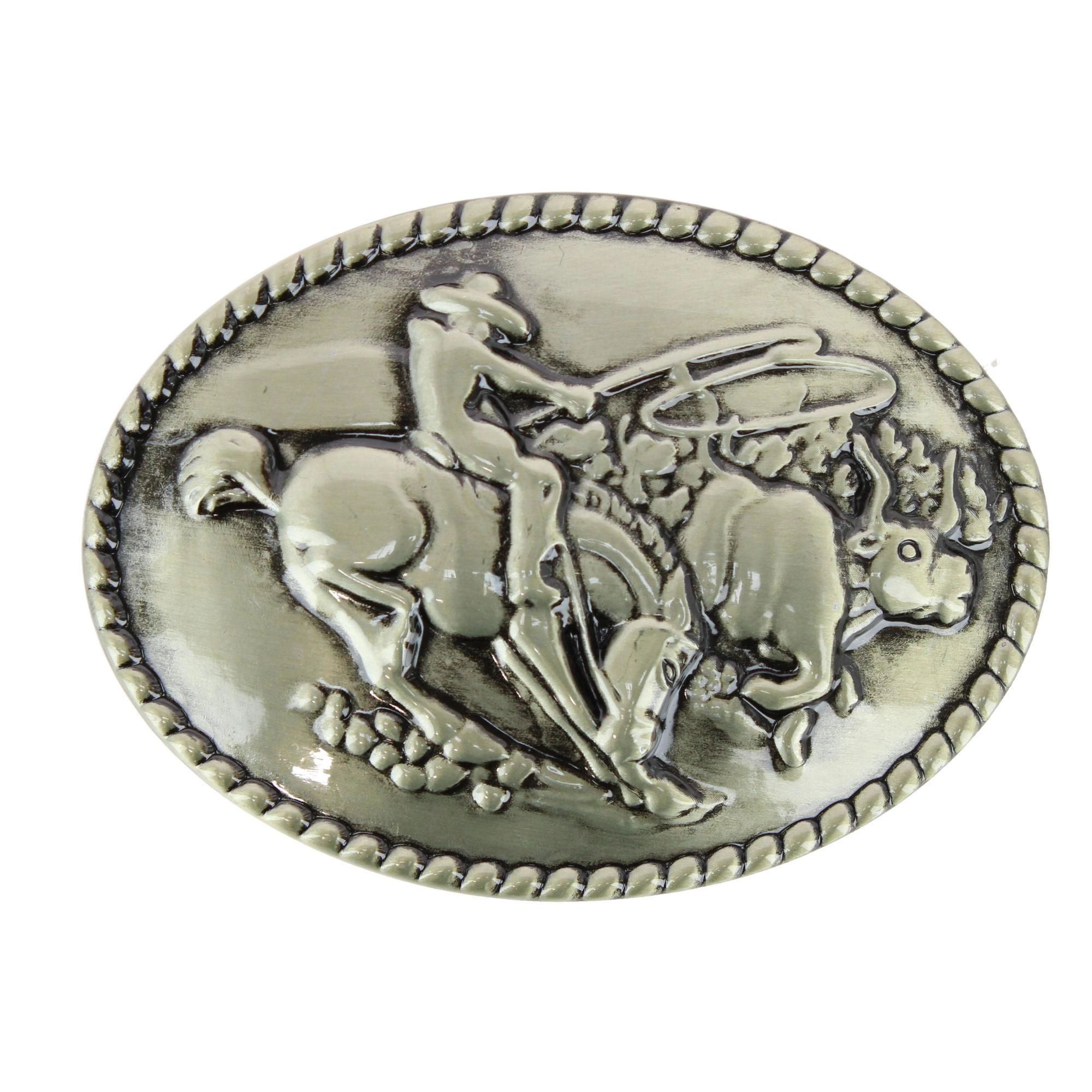 Wrangler Men's Roping Cowboy Belt Buckle Antique Brass Finish