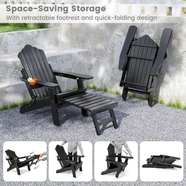 Hivvago All-Weather Hips Patio Adirondack Lounge Chair With Retractable Footrest