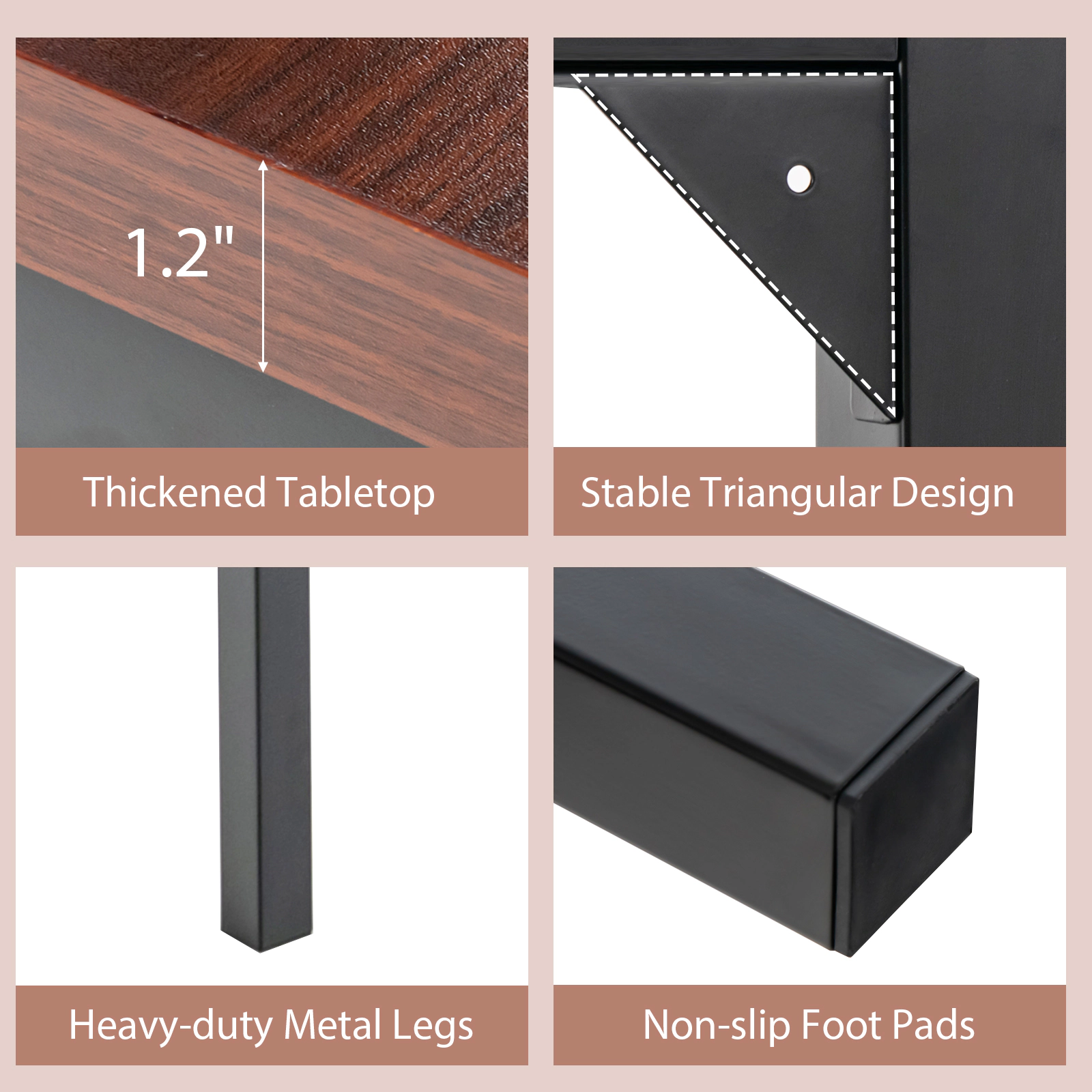SUGIFT Heavy Duty Metal Frame Mahogany 55 Inch Conference Table Meeting Room Desk