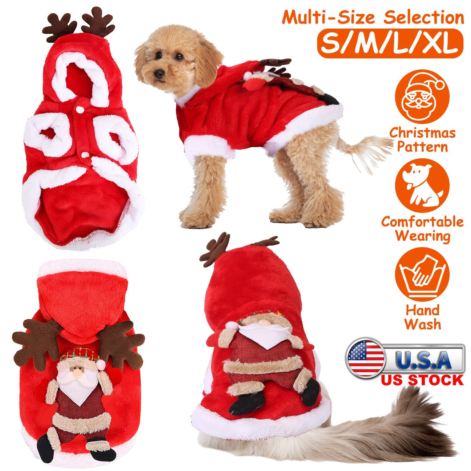 GBruno Santa Claus Pet Christmas Costume With Antlers