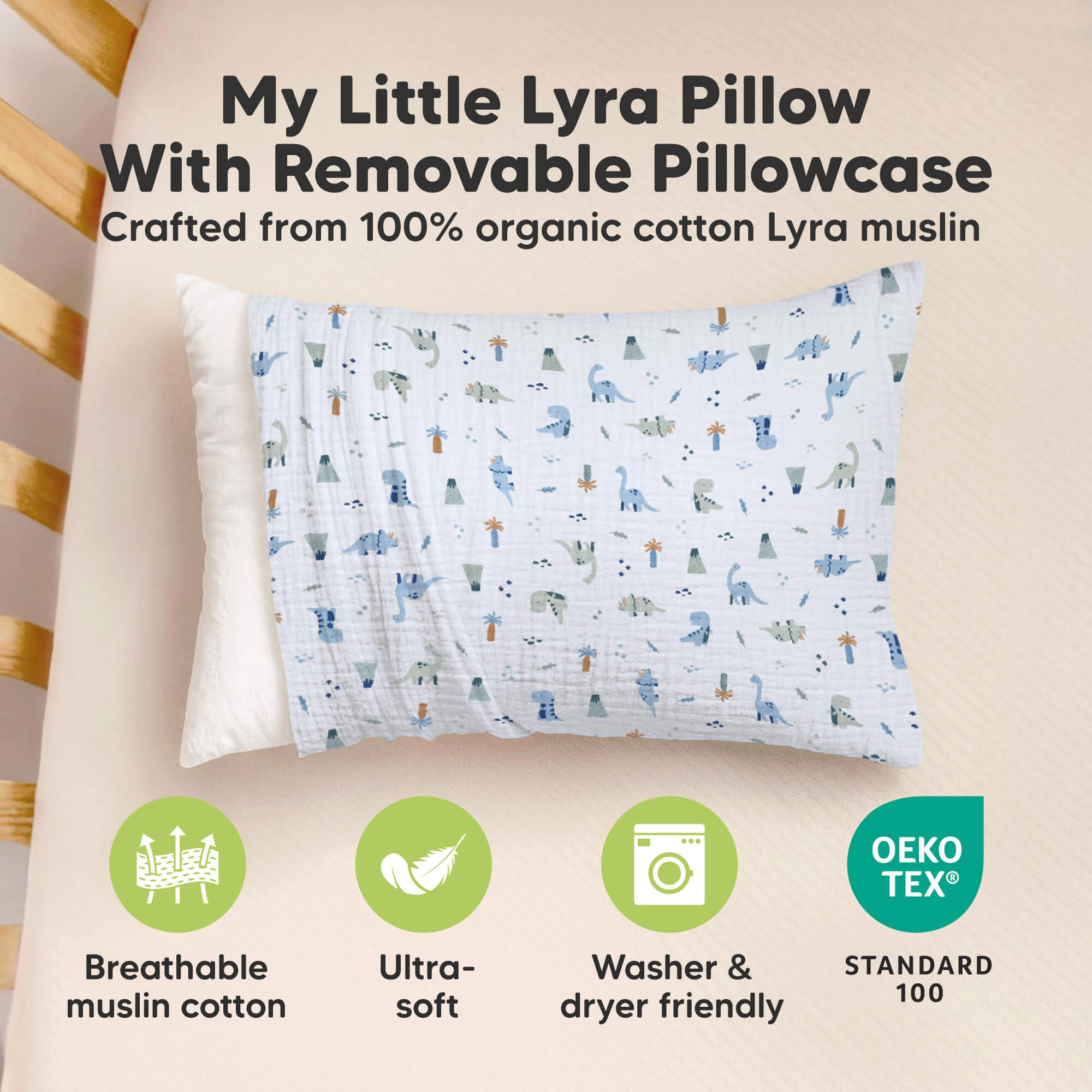 KeaBabies My Little Lyra Toddler Pillow with Muslin Pillowcase