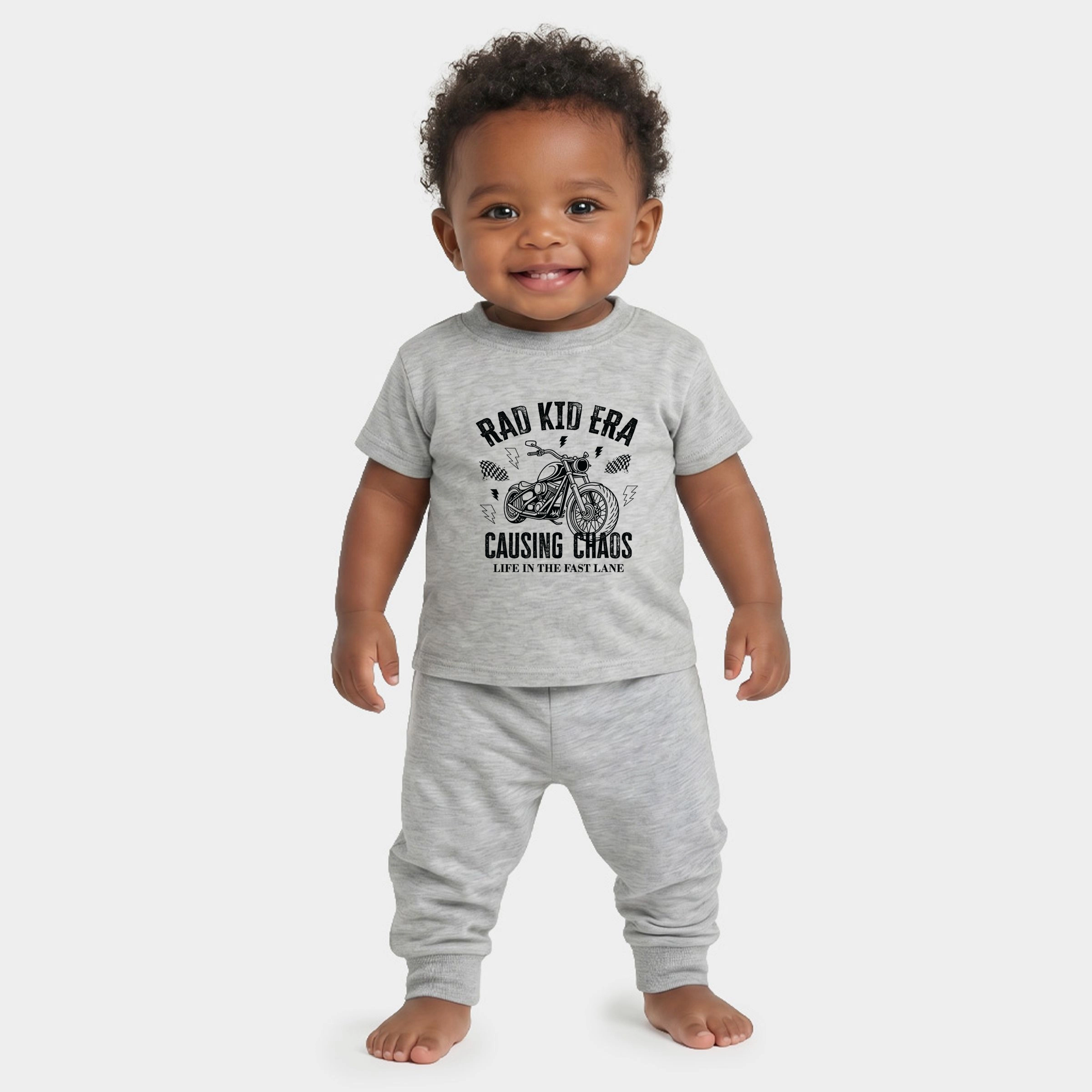 The Juniper Shop - Infant Jogger Pant Crew Set Rad Kid Era Causing Chaos