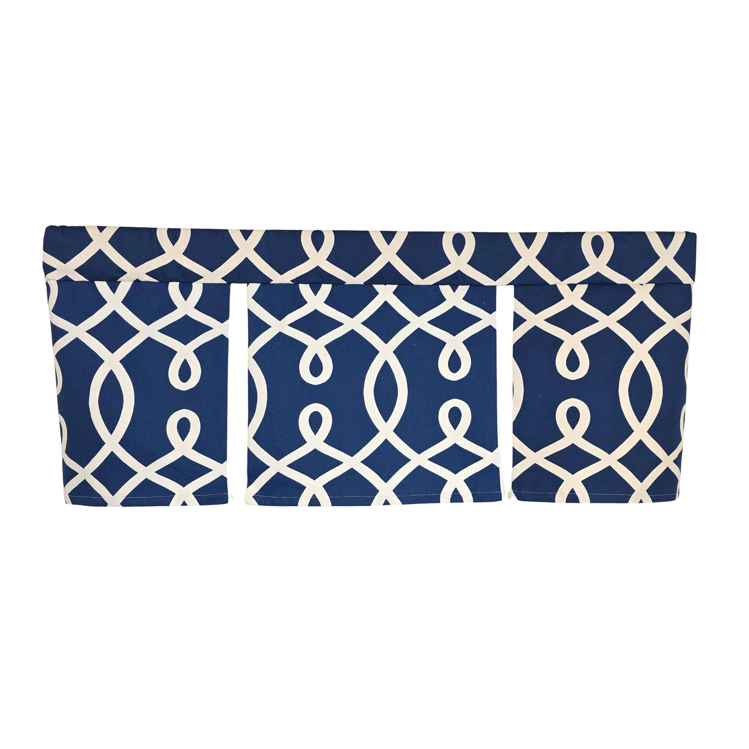 RLF Home Oblique Pleated Window Valance 100% Cotton Rod Pocket 50" x 17" Blue