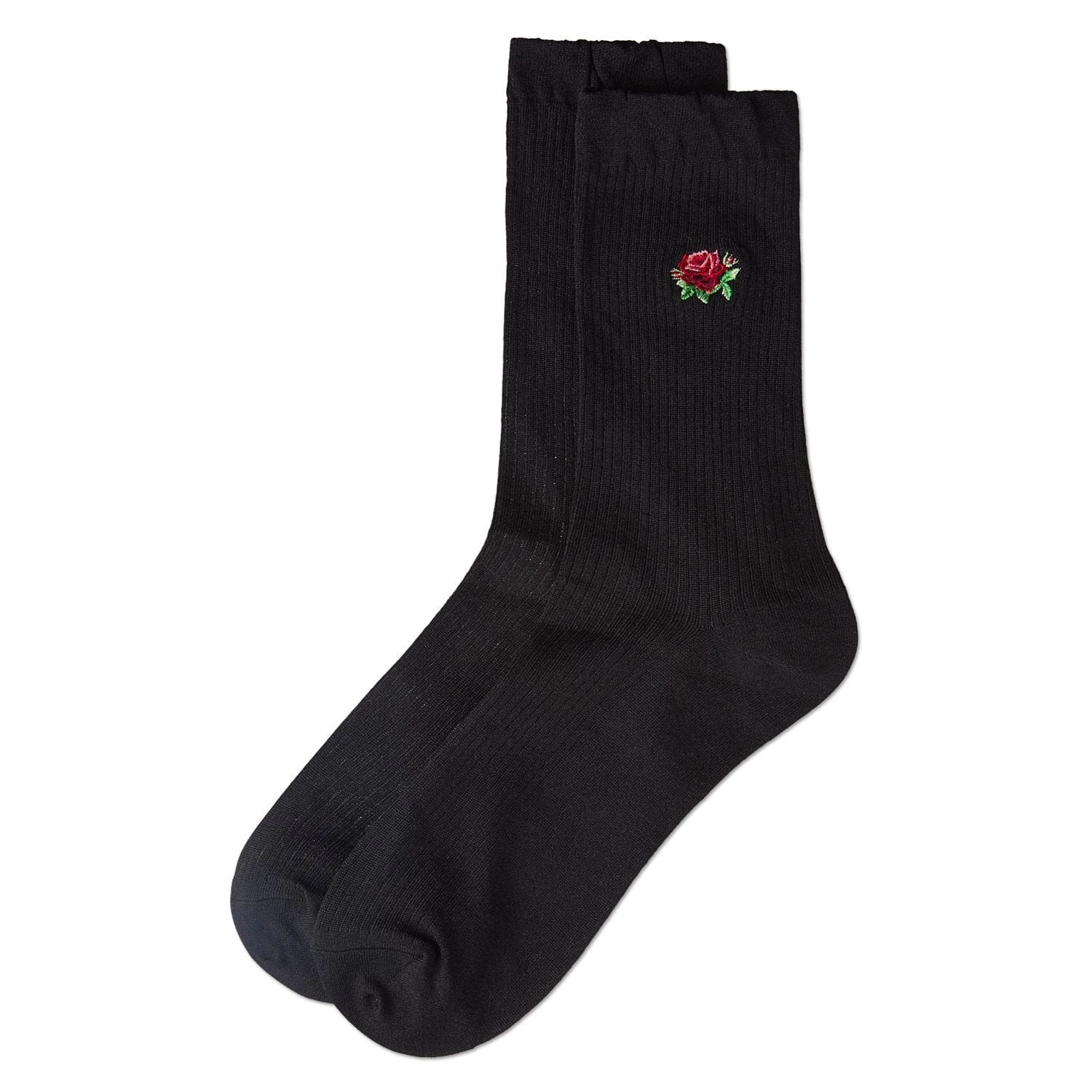 MeMoi Women's Rose Embroidered Crew Socks