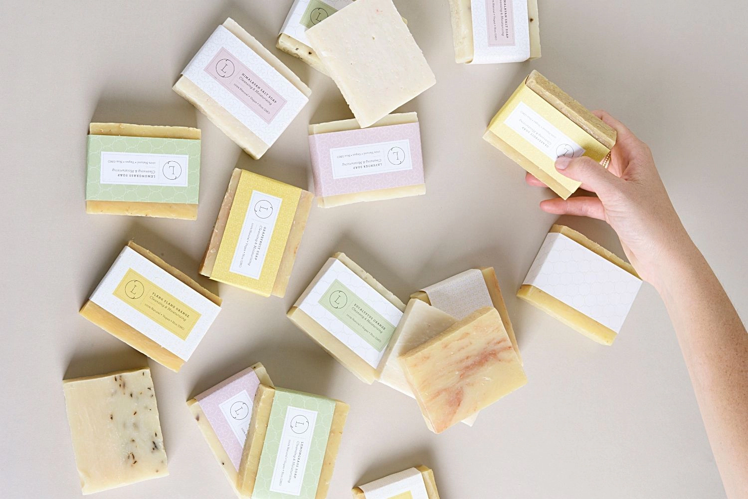 Lizush 2x Natural Cold-Process Soap Bars with Essential Oils - Lemongrass