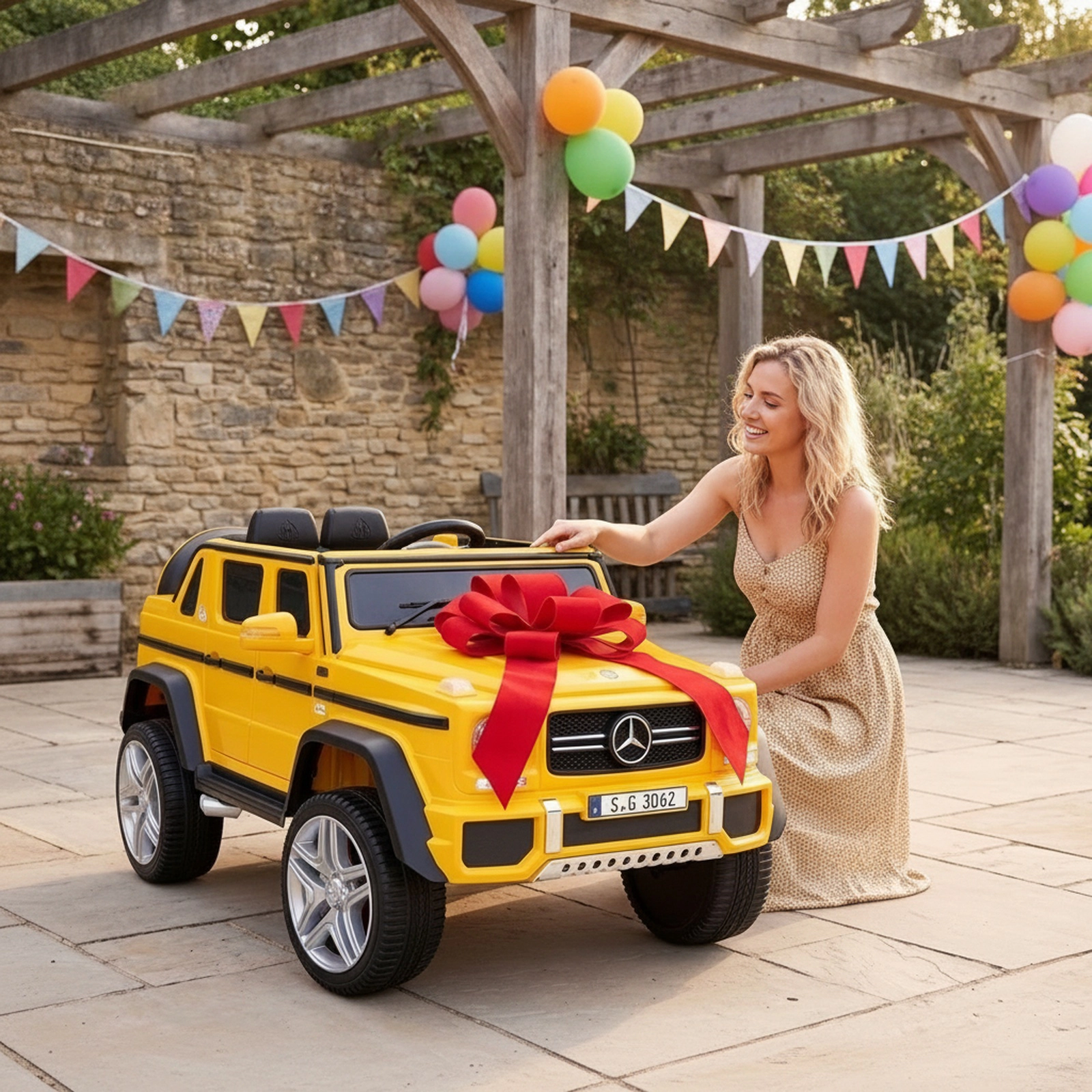 12V Kids Ride On Car Parent Remote Lockable Openable Doors 4-Wheel Spring Suspension Rear Storage Box Ages 3-6 Yellow