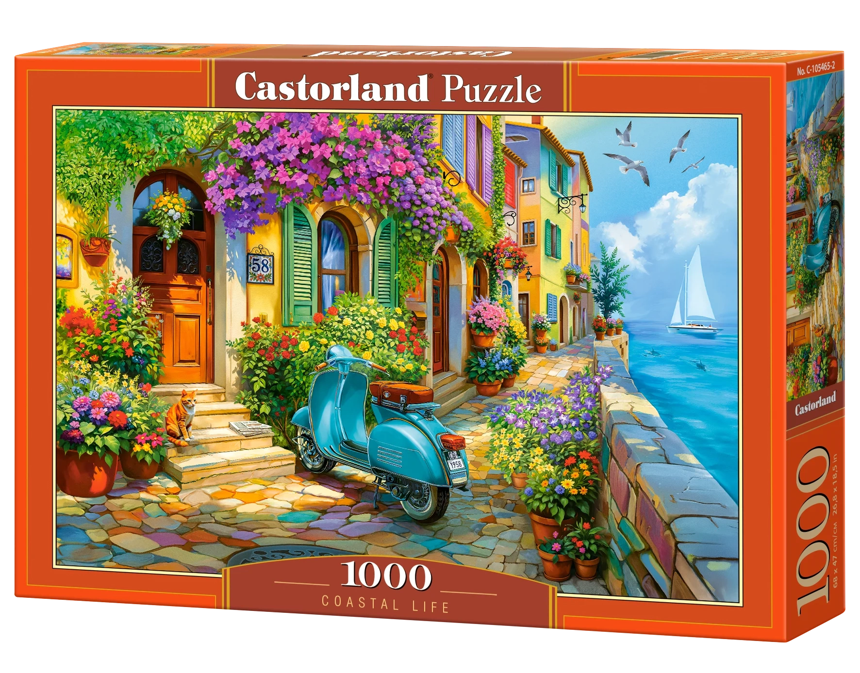 CASTORLAND 1000 Piece Jigsaw Puzzles, Coastal Life, Mediterranean Village, Riviera, C-105465-2